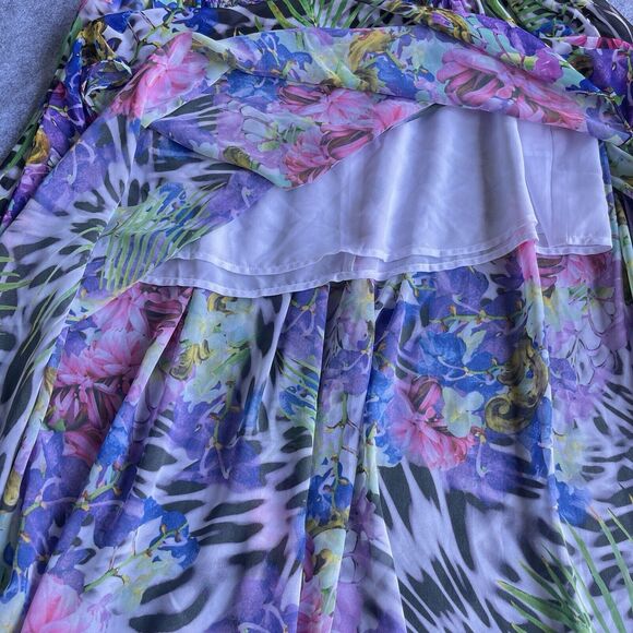 Boston Proper Maxi Skirt Womens Size 14 Lined Floral Zebra Flowy Boho Cottage - Picture 6 of 12